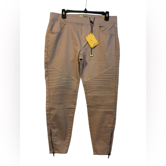 Hybrid & company Pants - Hybrid & Company Moto Style Tan Pants